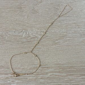 Jacquie Aiche Yellow Gold Hand Chain Bracelet with 5-Diamond Station Accents